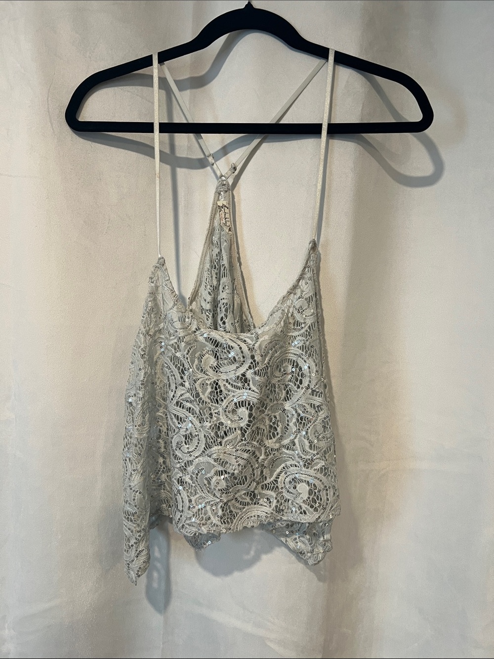 Free People Lace Cami in Light Gray